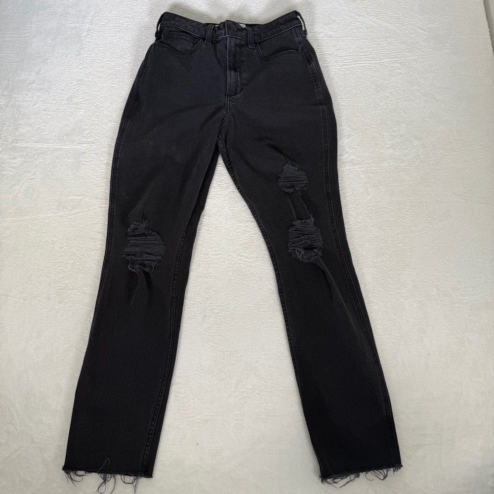 Hollister Curvy Ultra High-Rise Mom Jeans 6L W28 Long Black Womens